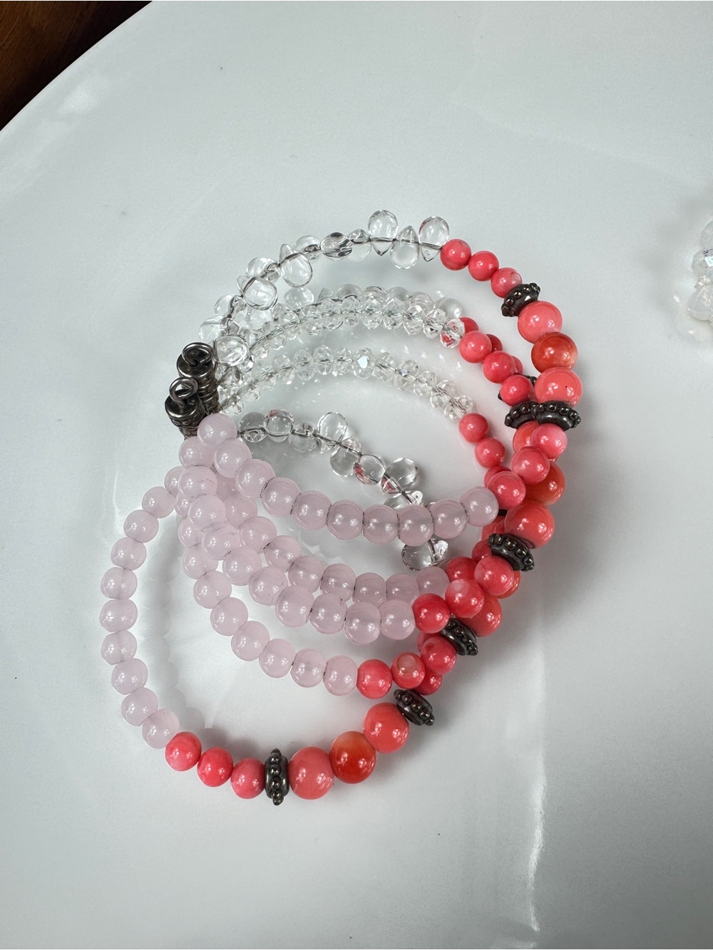 Silver Stack Glass Beads Bracelet